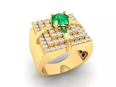 Luxury Square Diamond Men Ring 3D Model 585