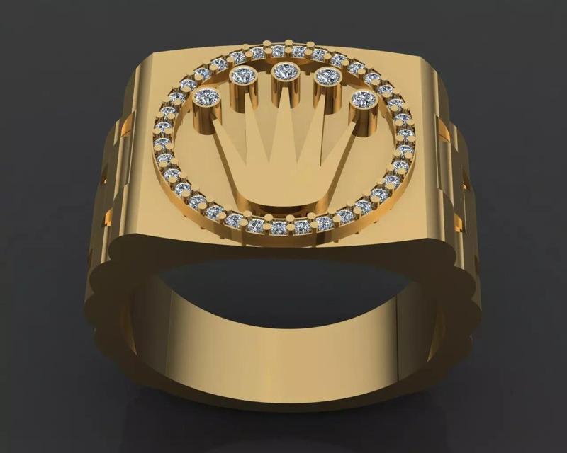 Luxury Golden Men Ring With Diamonds