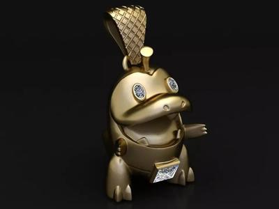 Cute Dino Character Pendant 3D Printable Model