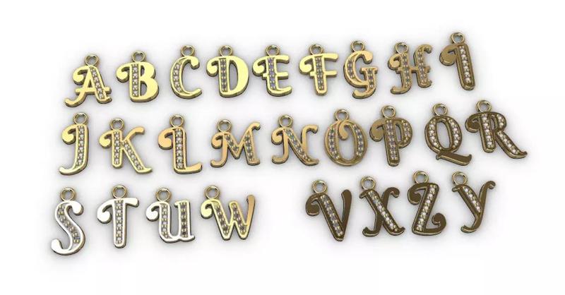 Dijes- colgantes del abecedario de 1g -v-