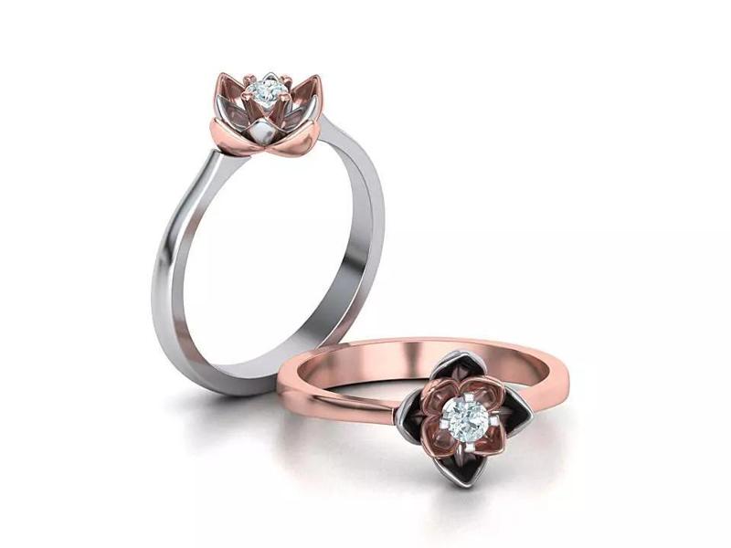 Lotus Engagement ring 3mm stone Flower ring 3dmodel