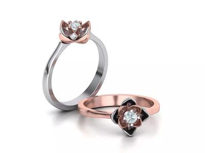 Lotus Engagement ring 3mm stone Flower ring 3dmodel