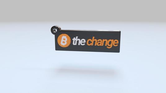 Bitcoin Keychain - Flat Block "Be the change"