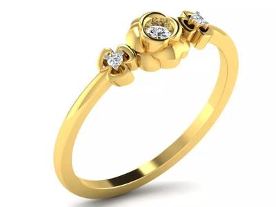 Light Weight Yellow Gold Diamond Ring  -DR-6261