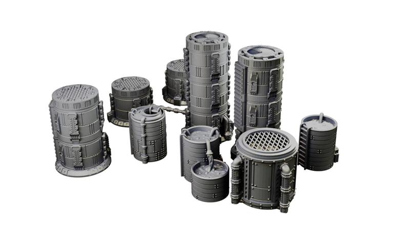 Chemical Factory Vats Walkways And Storage Tank Sci Fi Terrain