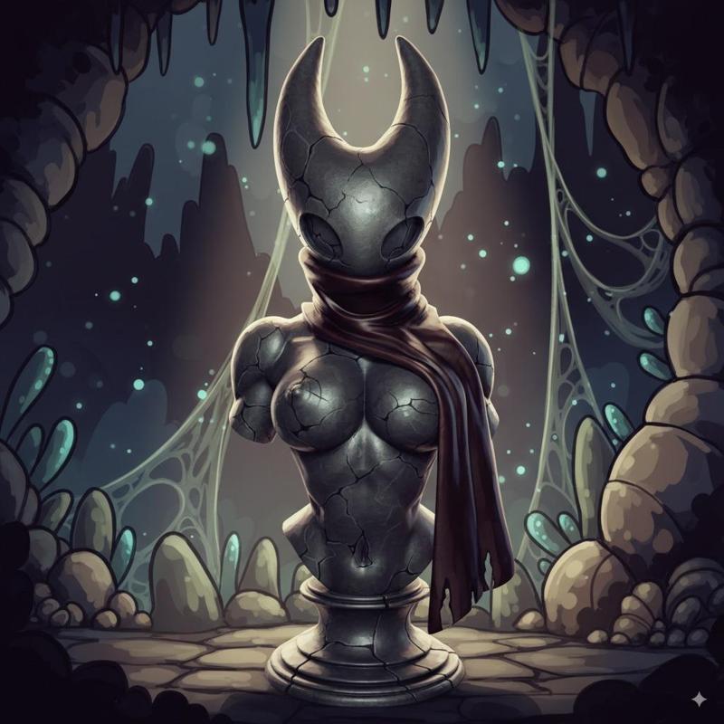 Hornet Bust Statue - Hollow Knight Inspired 3D Model (Printable Figure, Solid One-Piece, No Supports)