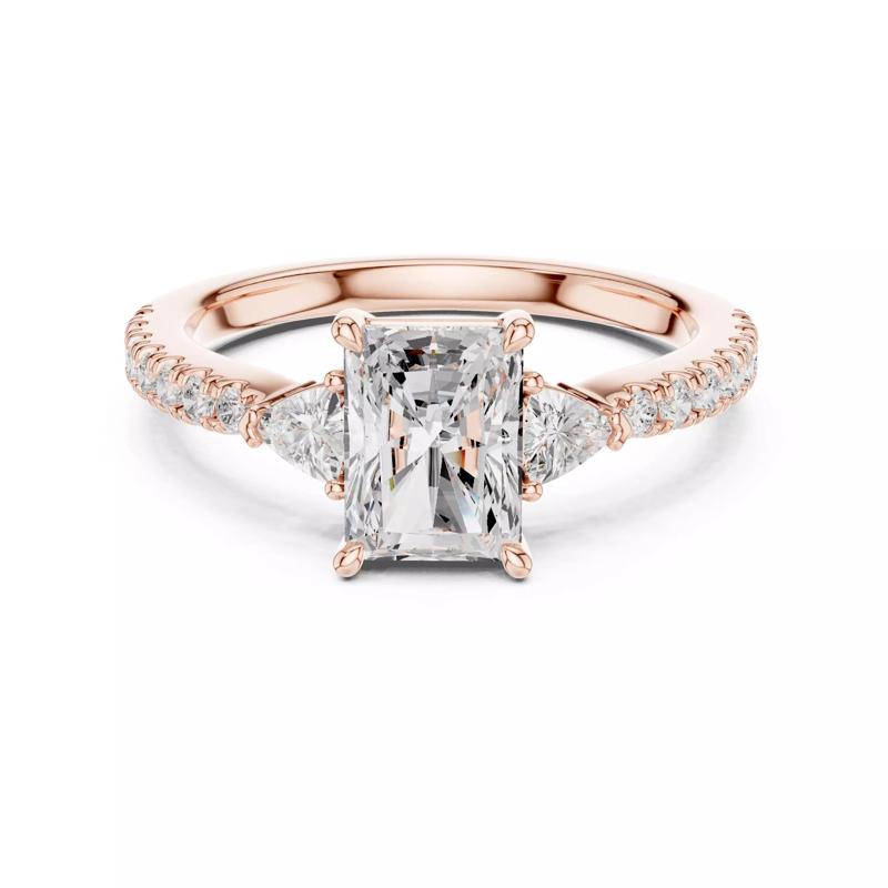 Radiant and Trillion Cut Engagement Wedding Ring 3DM STL Video