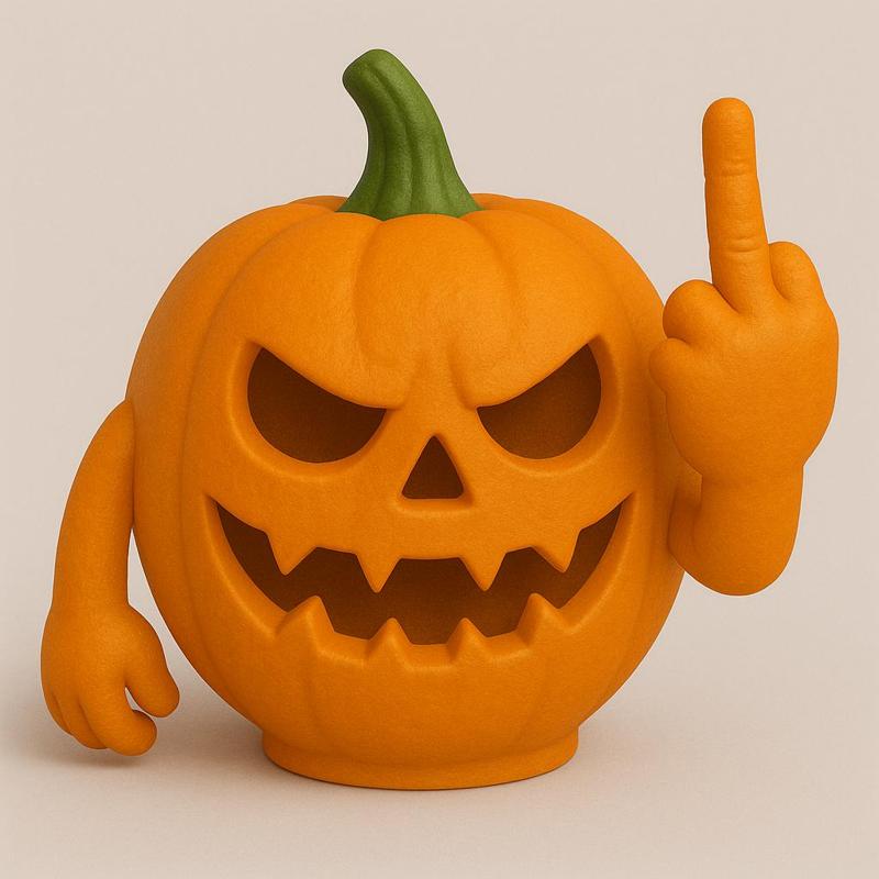 Rude Pumpkin STL – Funny Halloween Jack-O’-Lantern 3D Print Model – Spooky Adult Décor