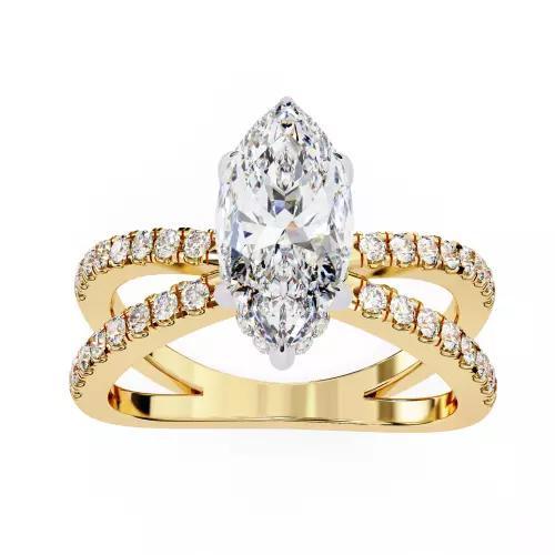 Printable 3D jewelry model of Solitaire Lady Ring with Diamond