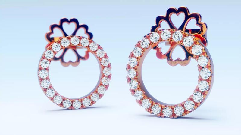 Round diamond stud earring