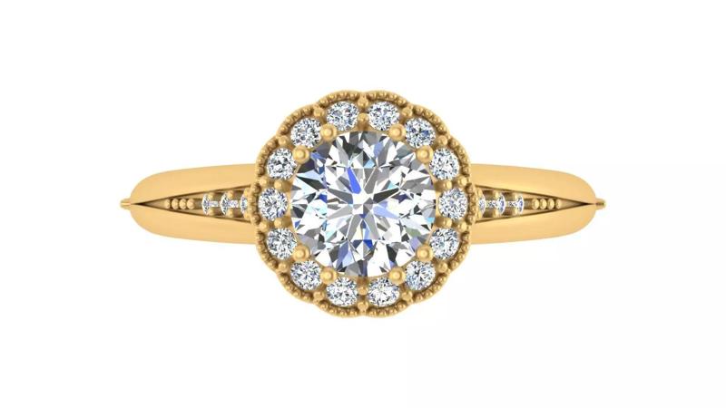 Elegant Blue Sapphire Halo Engagement Ring