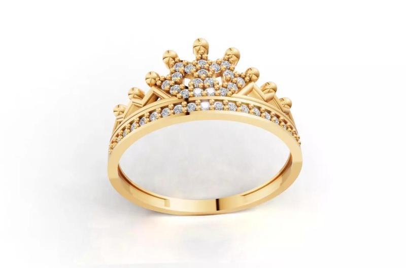 Elegant Crown Ring 3D Model  STL  3DM Files
