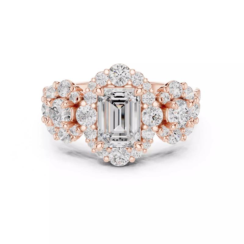 Emerald and Round Cut Diamond Engagement Ring 3DM STL Video