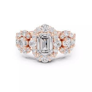 Emerald and Round Cut Diamond Engagement Ring 3DM STL Video