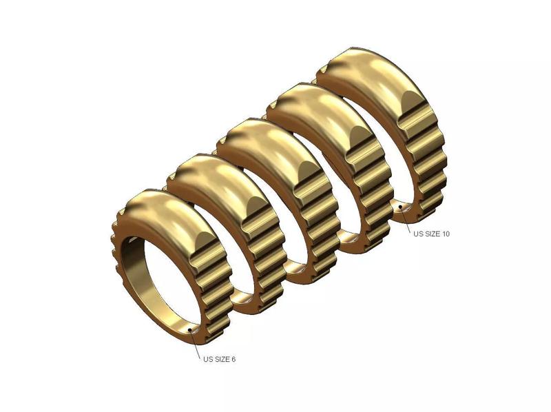 Domed ribbed faceted sides fashion ring US sizes 6to10