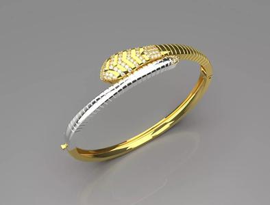 Two-tone snake design cuff bracelet with diamonds model bg0001