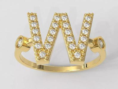 Diamond Letter Ring - W