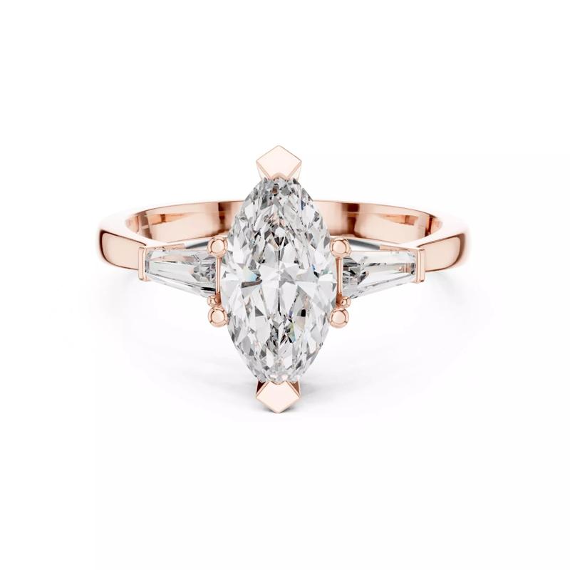 Marquise Baguette Trio Solitaire Ring 3dm stl renders animation