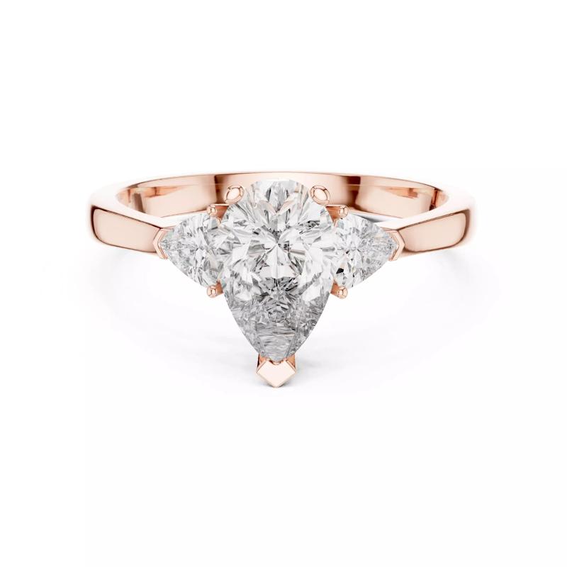 Pear Trillion Trio Solitaire Ring 3dm stl renders 360 animation