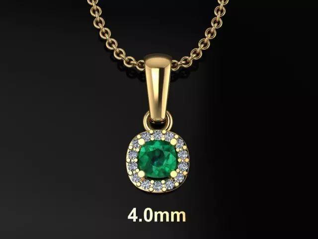 Dainty Diamond Halo Cushion Pendant With Bell 4mm