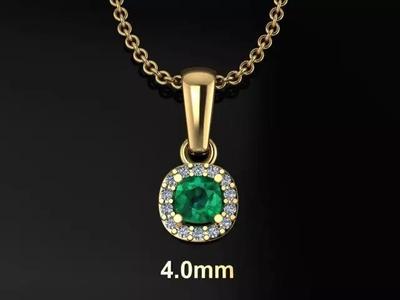 Dainty Diamond Halo Cushion Pendant With Bell 4mm