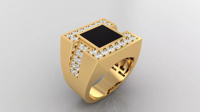 Ring M10   Mens luxury ring with enamel and gems