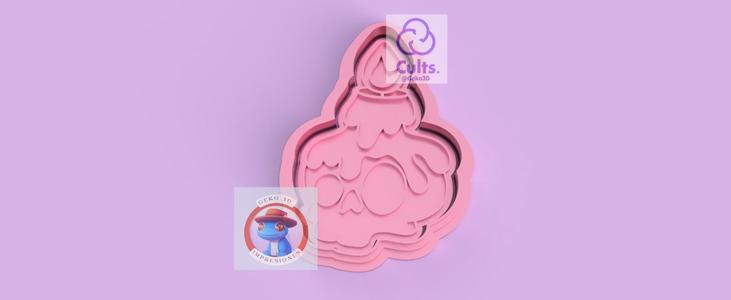 Skull with candle cookie cutter (Skull with candle cookie cutter)