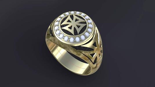 Ring with symbols of the Army of Ukraine 3D print model