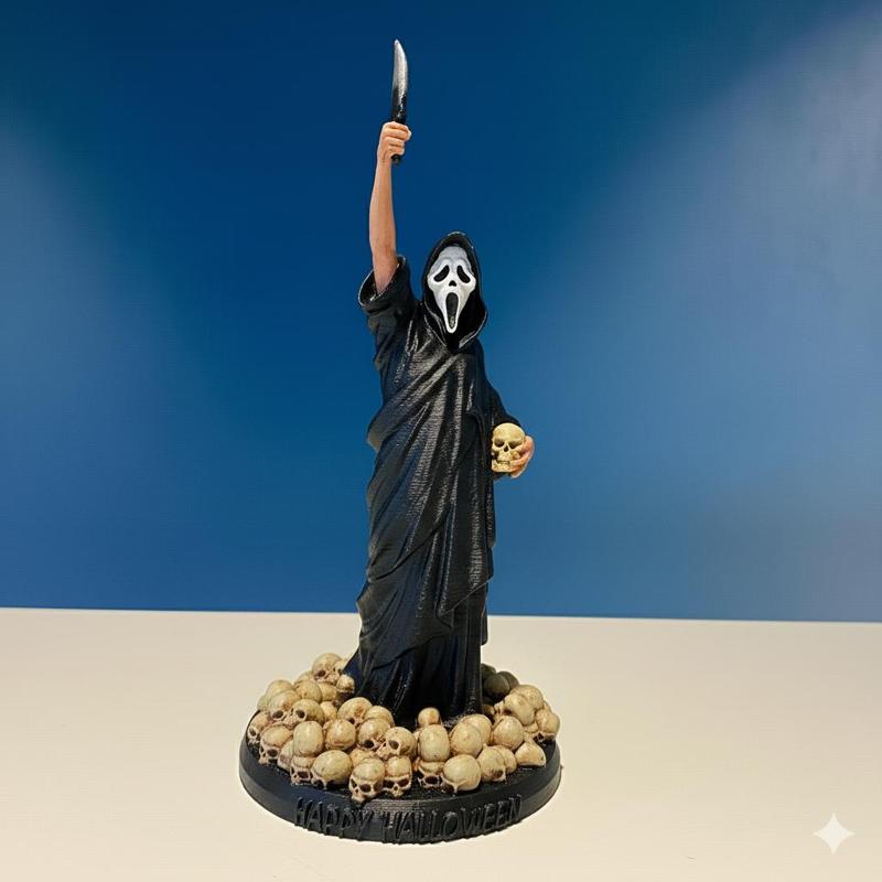 🗡️💀 Statue of Scream – Knife, Skull & Bones Halloween Horror Figurine 🎃👻