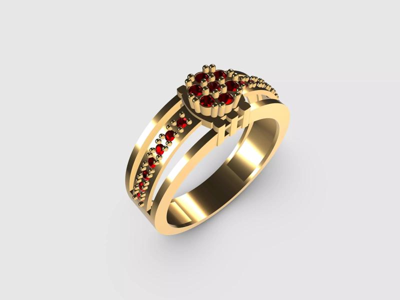 Gold ring with diamonds for women