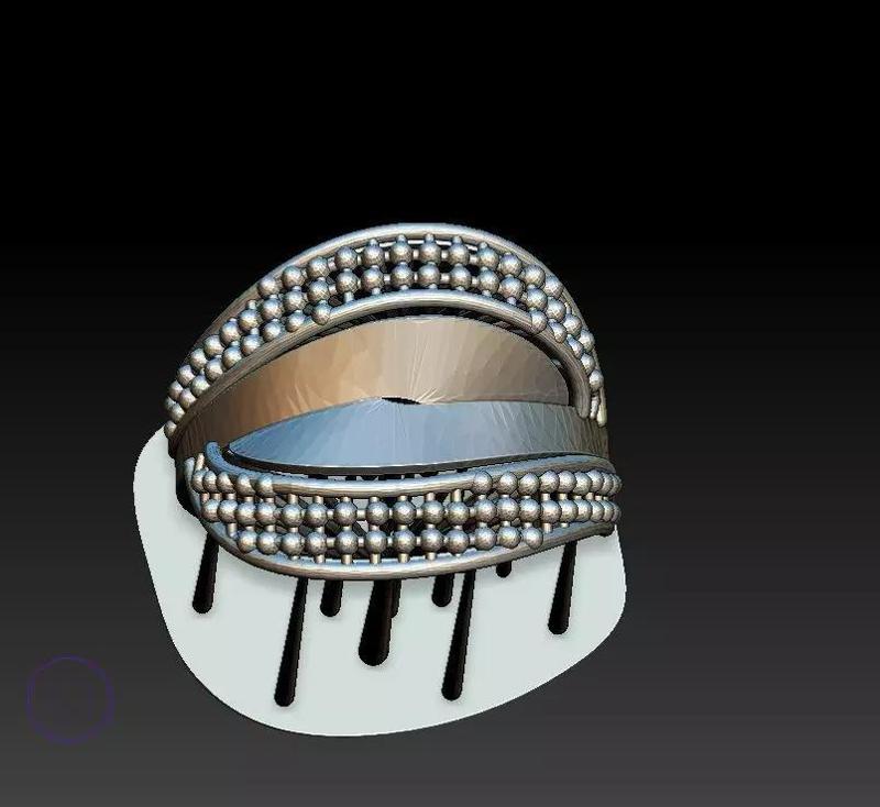 ring56 silver ring with beading