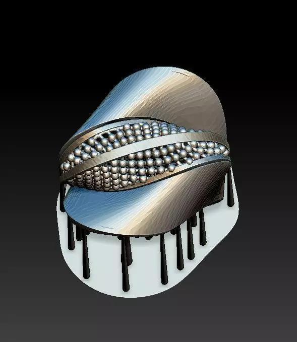 ring59 silver hair ring with diamonds