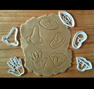 x5 Senses - Cookie cutter, dough - sight, hearing, smell, taste, touch