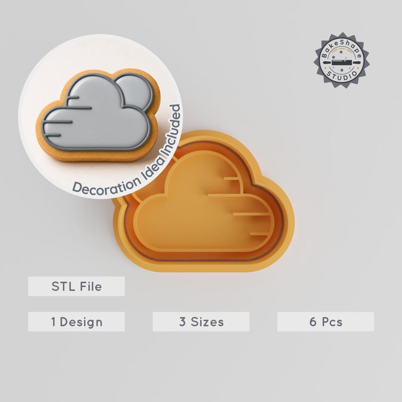 Weather Cookie Cutter & Stamp Set, Cloudy & Sunny Designs, 6 Piece, S/M/L Sizes, Perfect for Fondant & Baking
