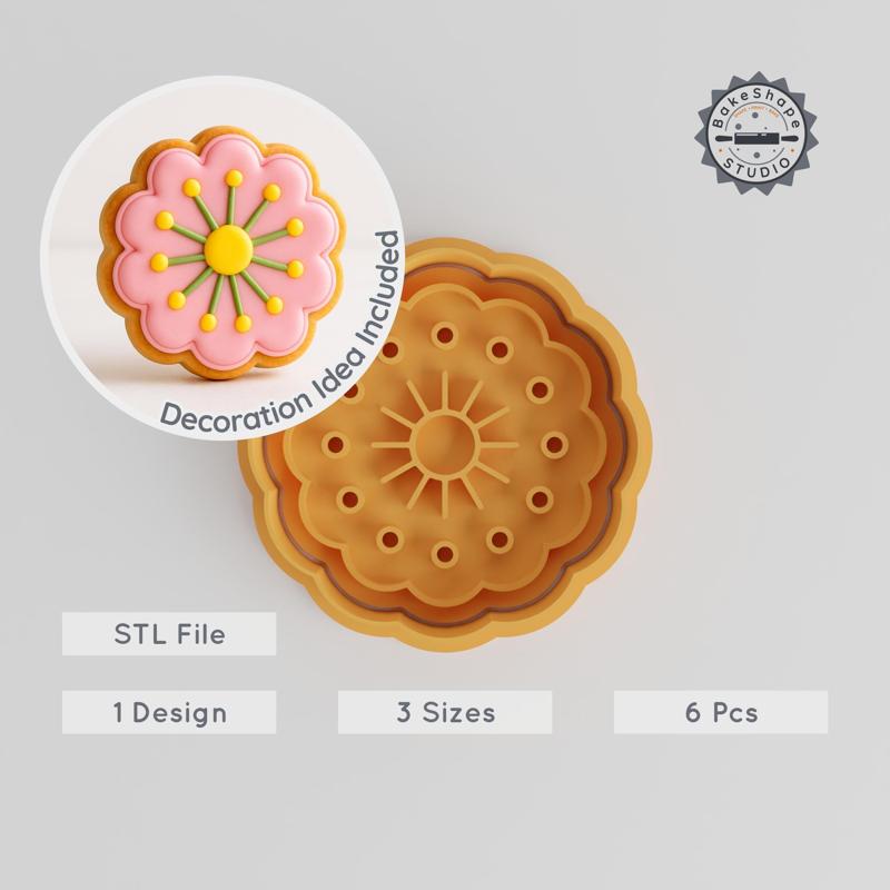 Candytuft Shape Cutter & Stamp Set, Cookie & Fondant Designs, Blossom Flower, S/M/L Sizes, 6 Piece Bundle