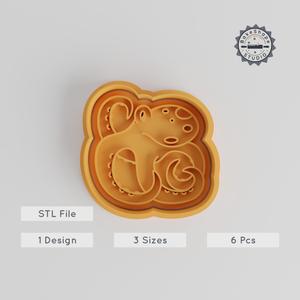 Octopus Shape Cutter & Stamp, Cookie & Fondant Mold Set, S/M/L Sizes, Animal Sea Theme Collection