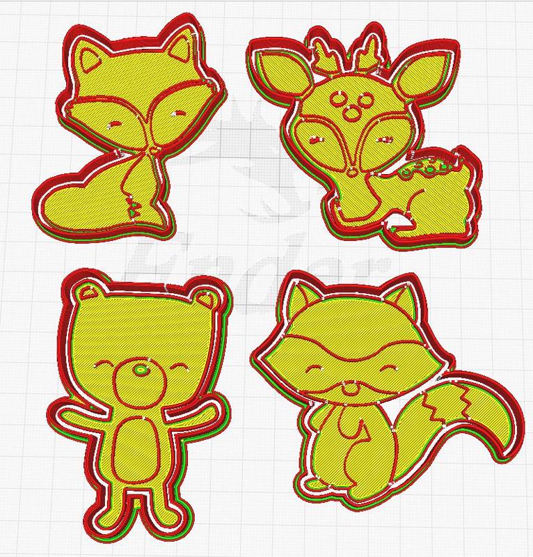 SET x4 Animales del bosque nordicos //  Set x4 norse animals style cookie cutters