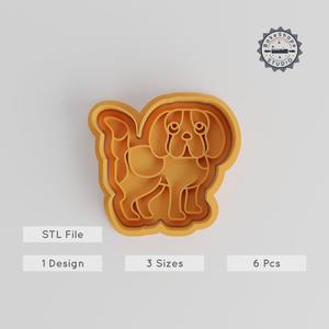 Beagle Cookie Cutter & Stamp Set, Pet Dog Fondant Shapes, Puppy, Domestic Animal, Includes 6 Pieces in S/M/L Sizes