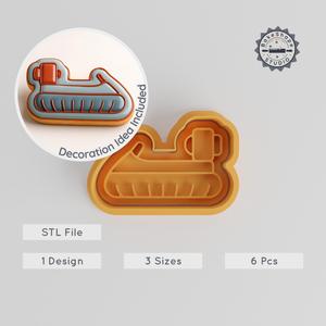 Hover Craft Shape Cutter & Stamp Set, Cookie Fondant Tool, Lifting Vessel Design, S/M/L Sizes