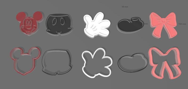 Mickey Mouse Cookie Cutters - Set of 5 Mickey Mouse Cookie Cutters