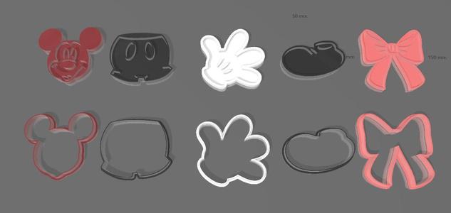 Mickey Mouse Cookie Cutters - Set of 5 Mickey Mouse Cookie Cutters