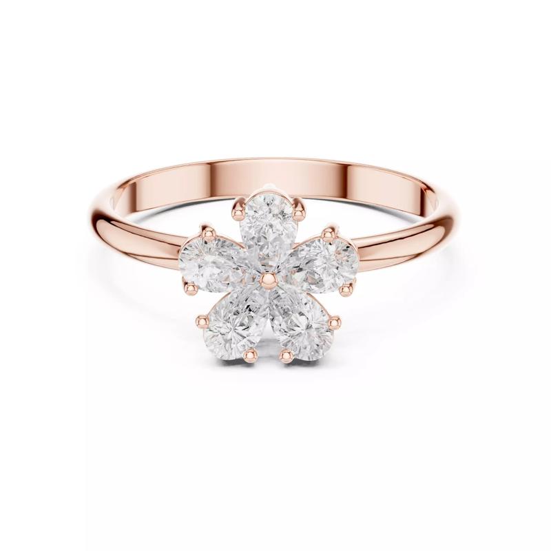 Five Stone Pear Diamond Flower Wedding Ring 3DM STL Video