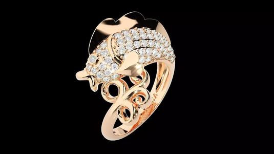 Fish Diamond Ring 3dm stl renders details