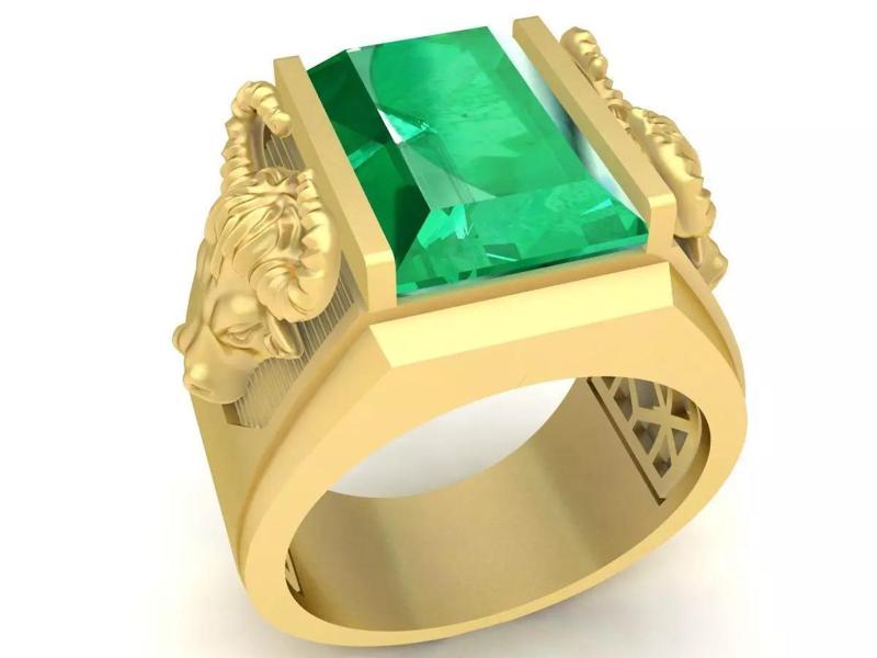 fengshui emeral buffalo  men ring 3706