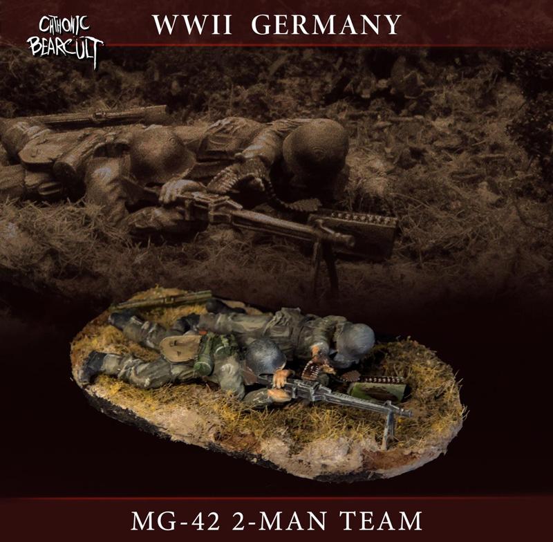 GER MG42 Team 2 man - prone WW2 28mm