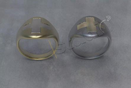 Gavello ring with cross on it split parts 3d model