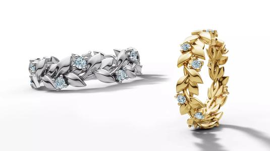 Floral Leaves Eternity Ring Nature Inspired Leaves Ring