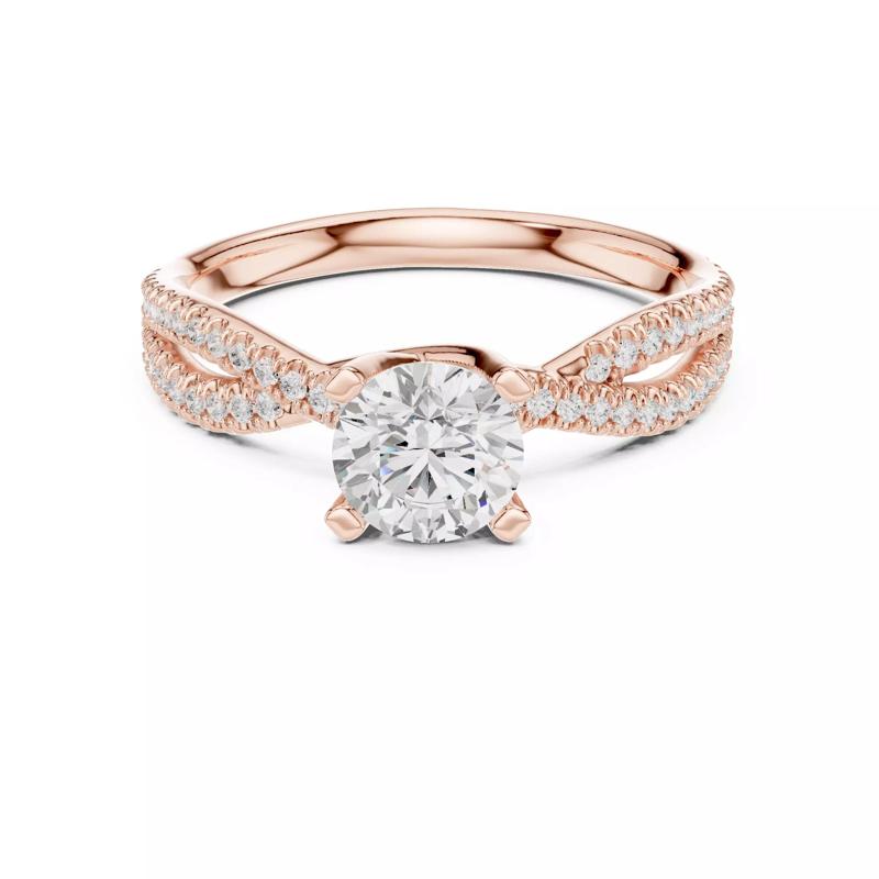 Crossover Split Shank Round Cut Engagement Ring 3DM STL Video