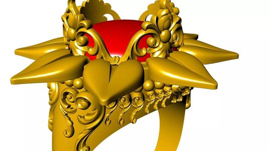 CROWN cabochon ornament designer ring stl verified