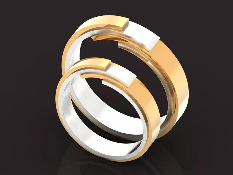 combined metal gold couples wedding rings 1218